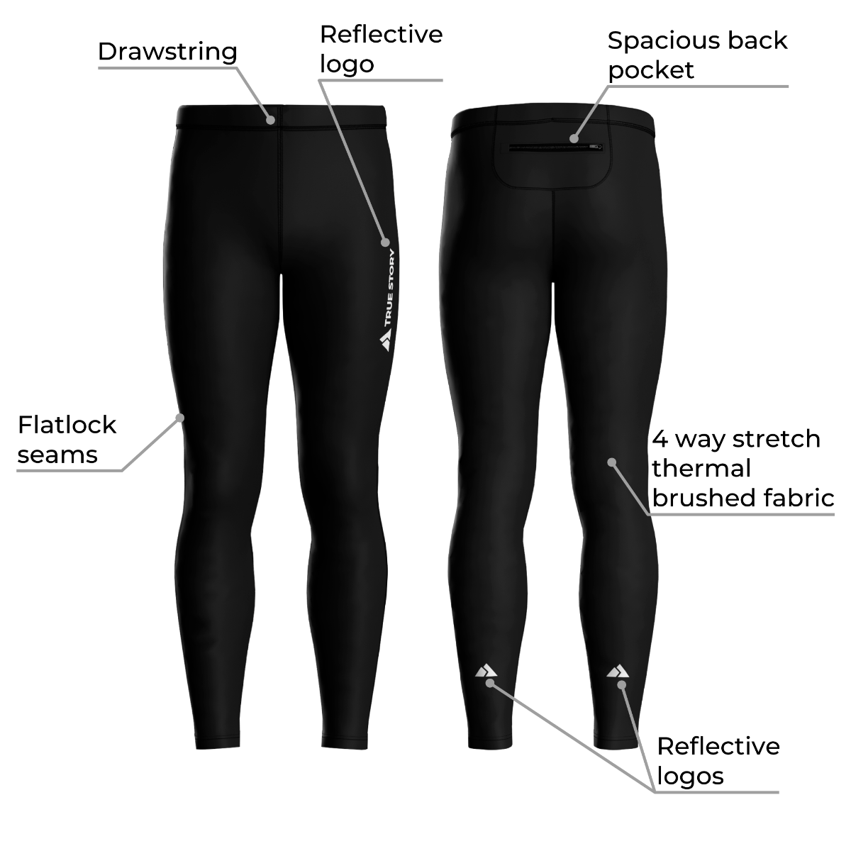 Men's ELITE Thermal Running Tights - Black